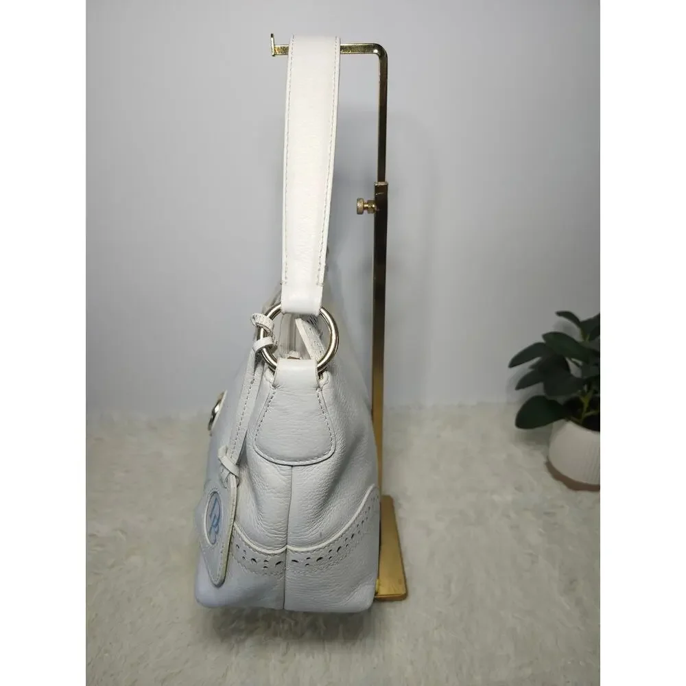 Dooney & Bourke Shoulder Bag White Leather Gold Hardware Hobo Classic Minimalist - Picture 5 of 17